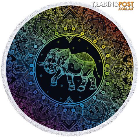 Colorful Indian Elephant Beach Towel - Towel - 7427046318846