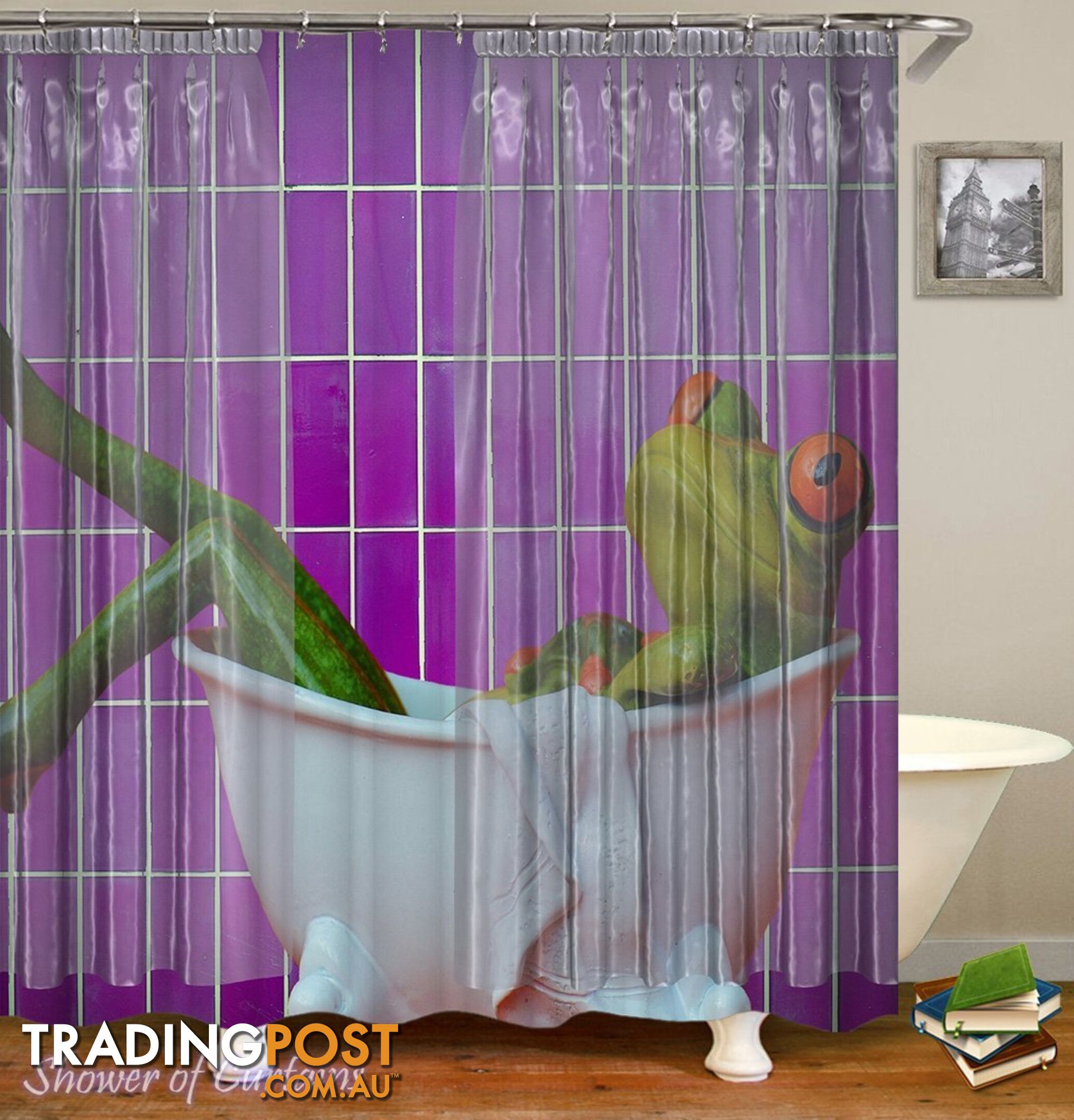 Frog Taking A Bath Shower Curtain - Curtain - 7427046231732