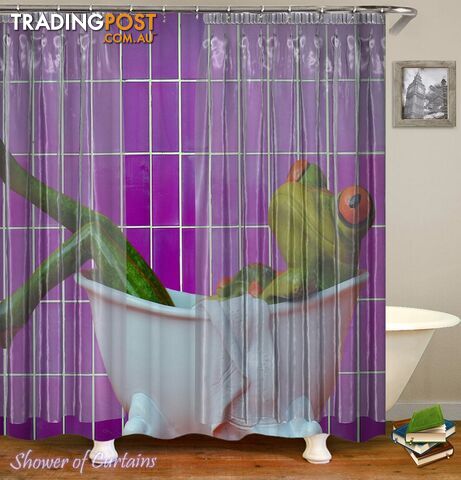 Frog Taking A Bath Shower Curtain - Curtain - 7427046231732