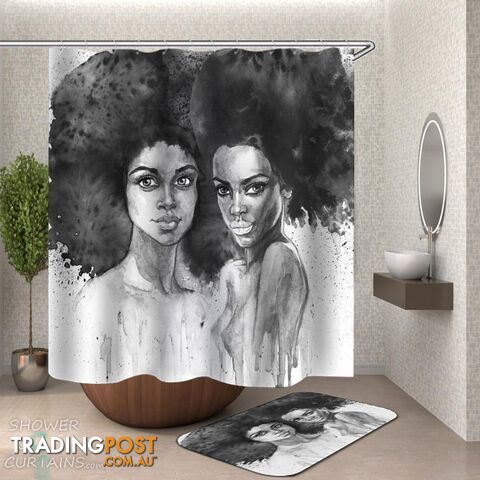 Art Painting Beautiful African Girls Shower Curtain - Curtain - 7427046300414