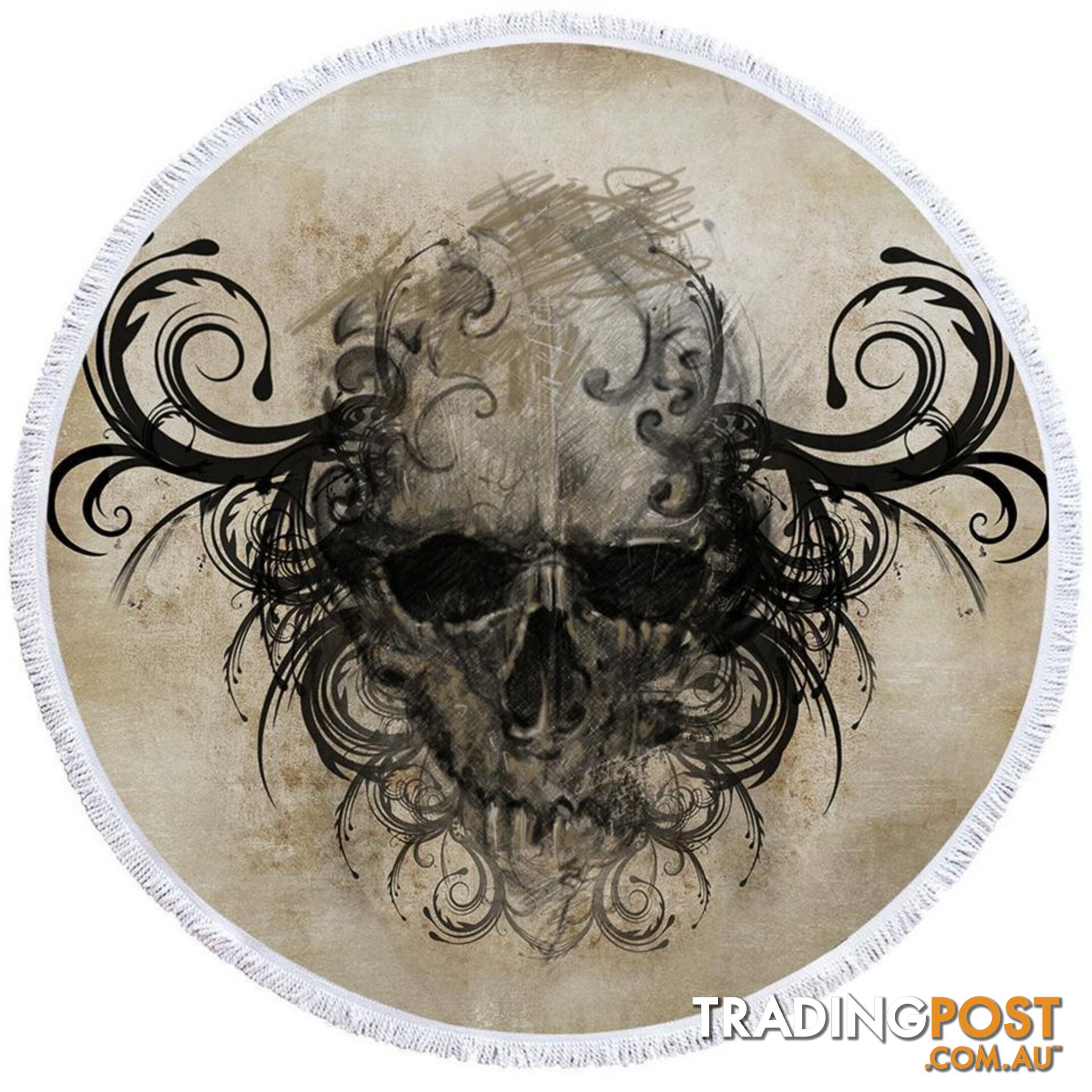 Scary Skull Drawing Beach Towel - Towel - 7427046320016