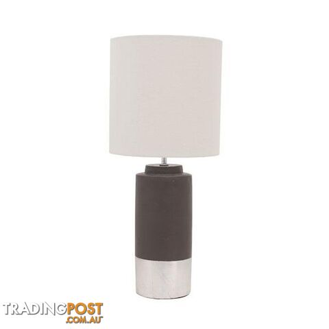 2 Zane Concrete Table Lamp Silver Trim Drum Shade - Table Lamp - 7427046210386