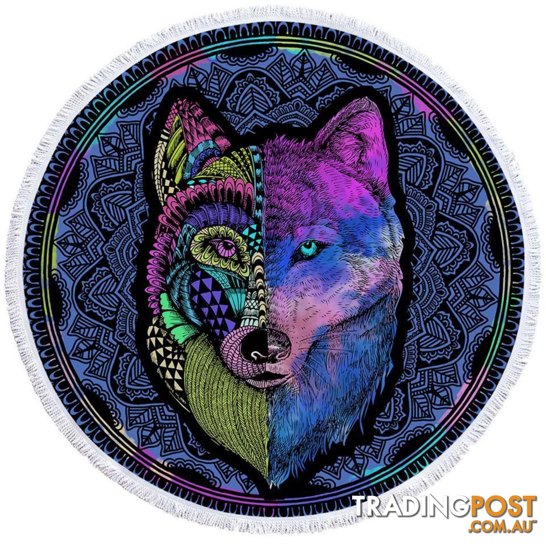 Artistic Purplish Wolf Beach Towel - Towel - 7427046324120