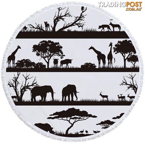Black and White Africa Beach Towel - Towel - 7427046304801