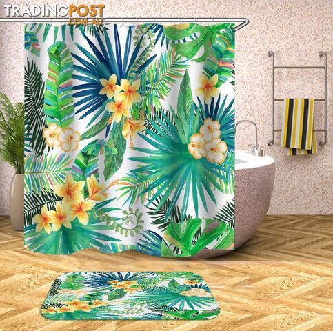 Yellow Tropical Flowers Shower Curtain - Curtains - 7427045949676