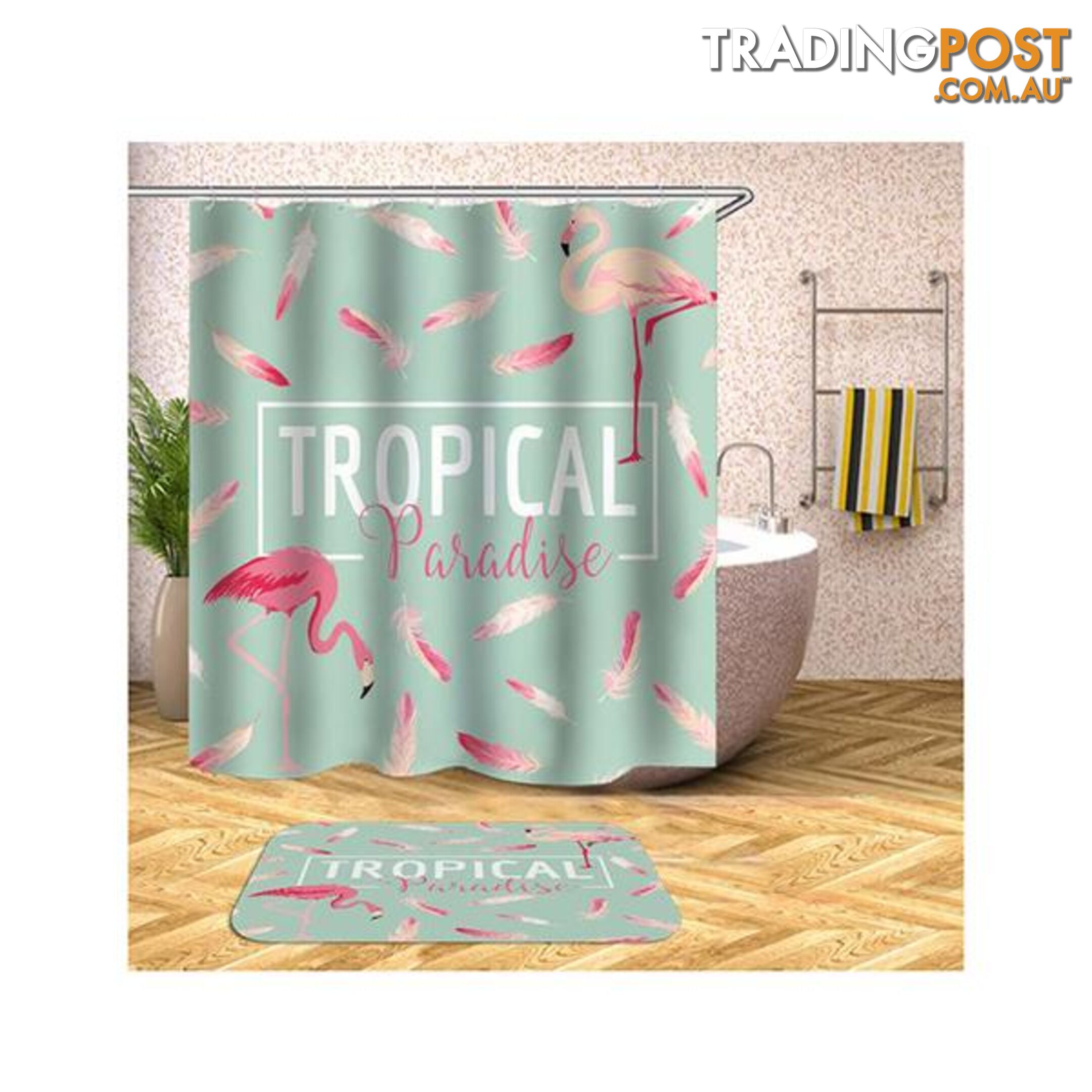 Tropical Paradise Flamingo Shower Curtain - Curtain - 7427046016520