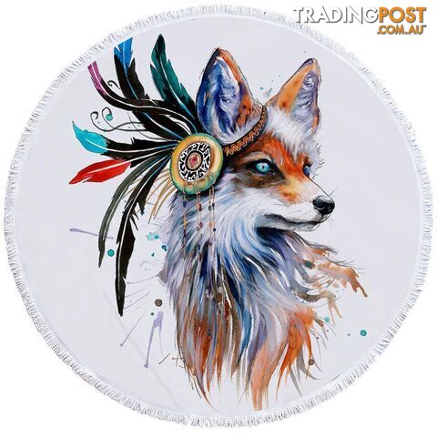 Art Painting Native American Fox Beach Towel - Towel - 7427046331654