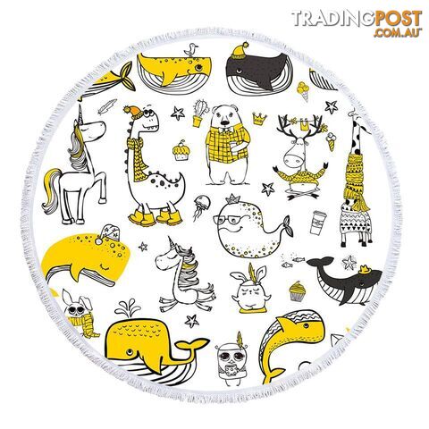 Yellow Animals Drawing Beach Towel - Towel - 7427046343572