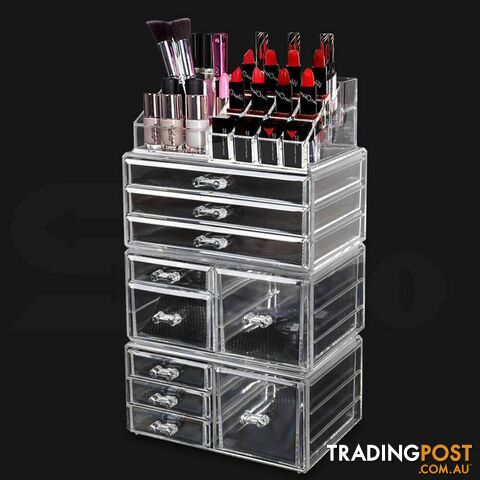 9 Drawer Clear Acrylic Cosmetic Makeup Organizer Jewellery Storage Box - Unbranded - 787976597788