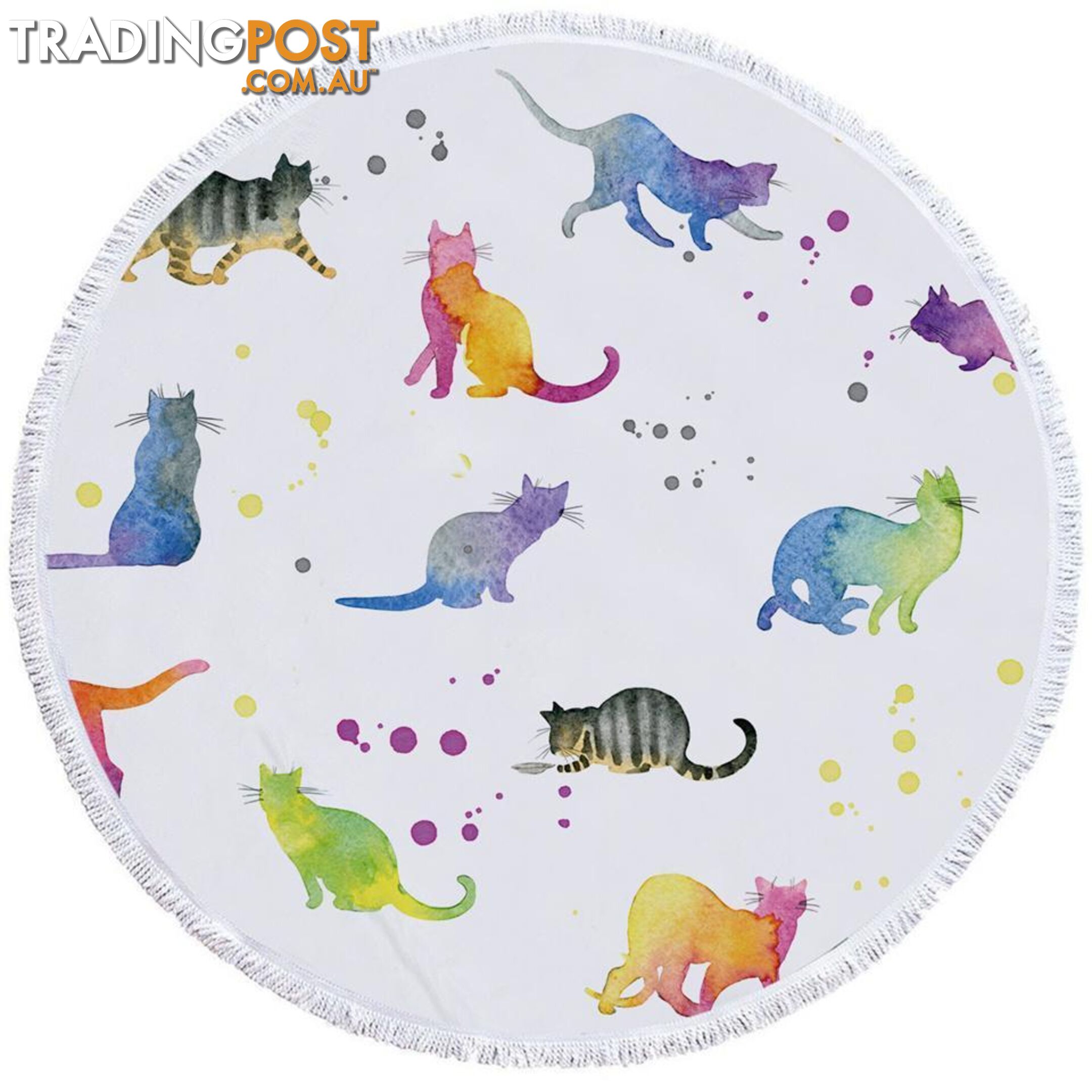 Colorful Water colored Cats Beach Towel - Towel - 7427046307079