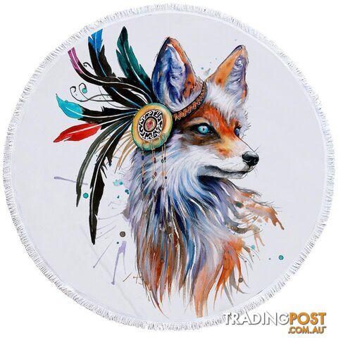 Art Painting Native American Fox Beach Towel - Towel - 7427046331647