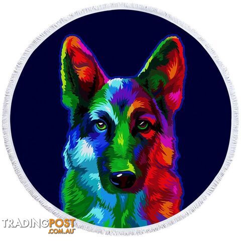 Colorful German shepherd Beach Towel - Towel - 7427046309301