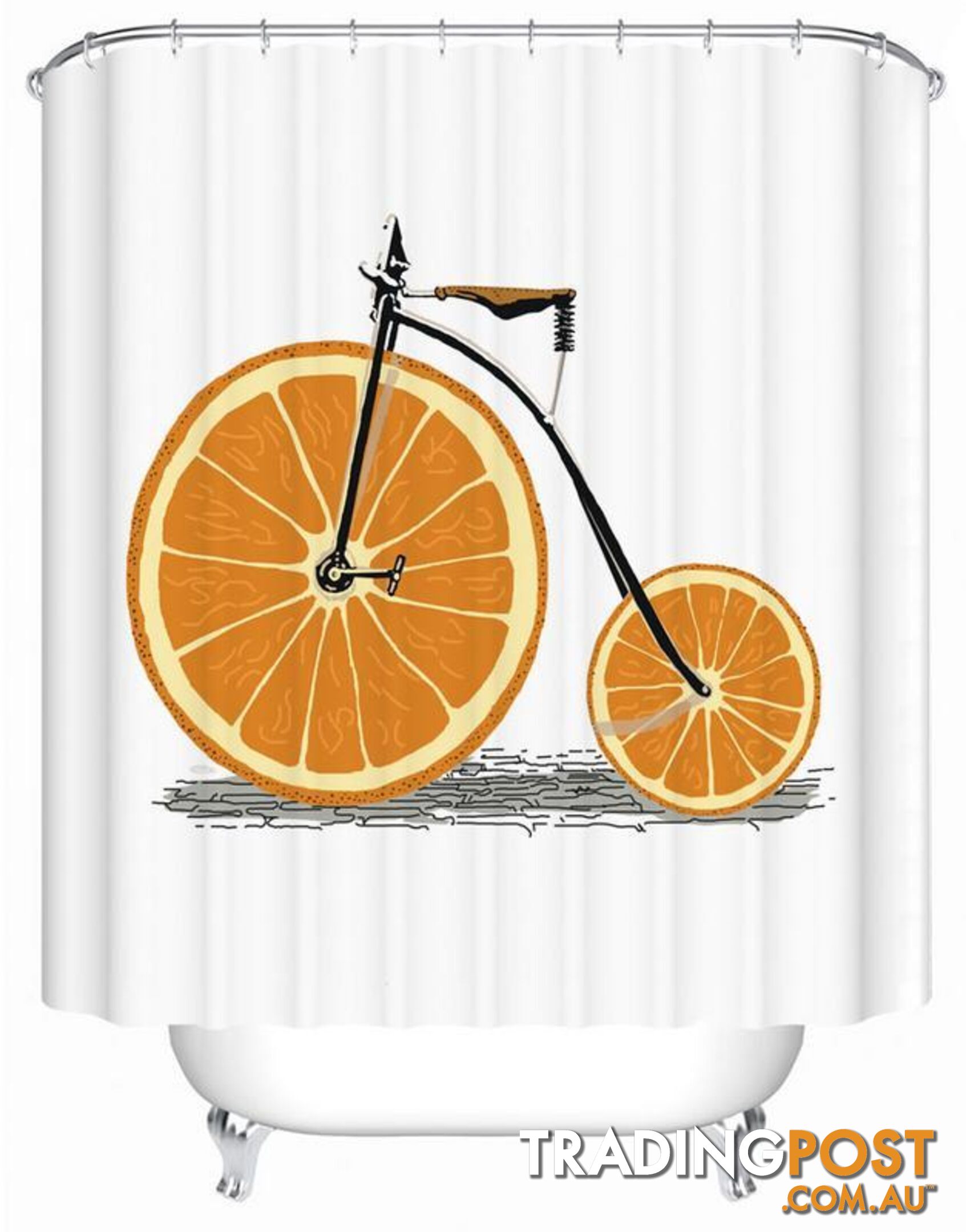 Orange Bicycle Shower Curtain - Curtain - 7427045960664