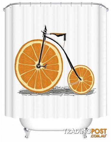 Orange Bicycle Shower Curtain - Curtain - 7427045960664