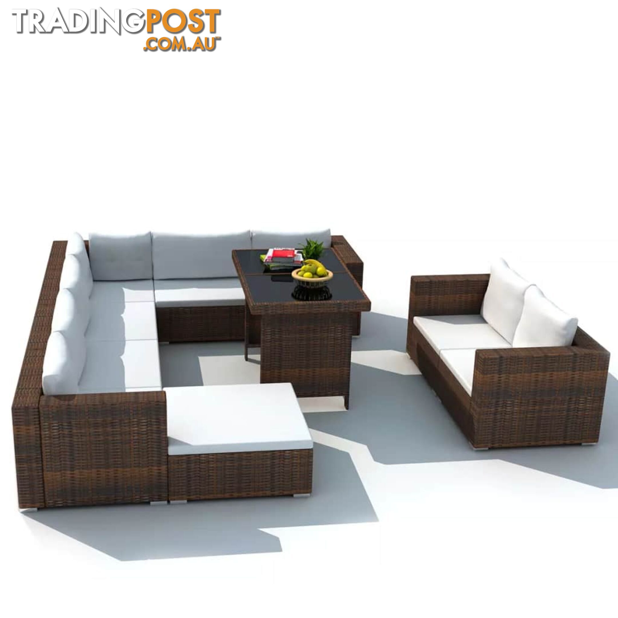 Outdoor Lounge Set Brown Poly Rattan 28 Pieces - Unbranded - 9476062036829