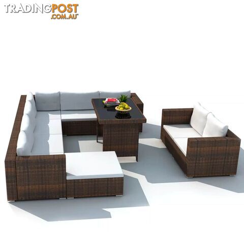 Outdoor Lounge Set Brown Poly Rattan 28 Pieces - Unbranded - 9476062036829