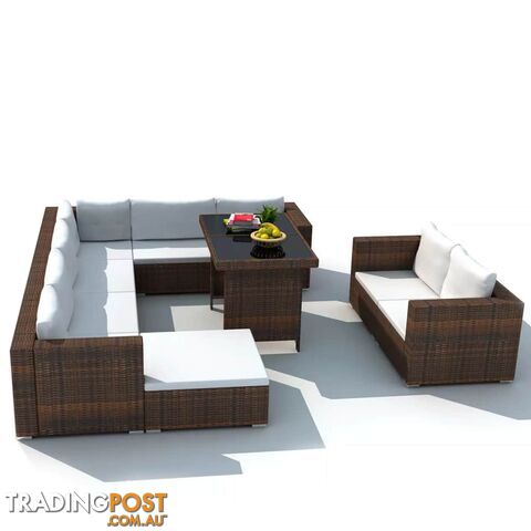 Outdoor Lounge Set Brown Poly Rattan 28 Pieces - Unbranded - 9476062036829