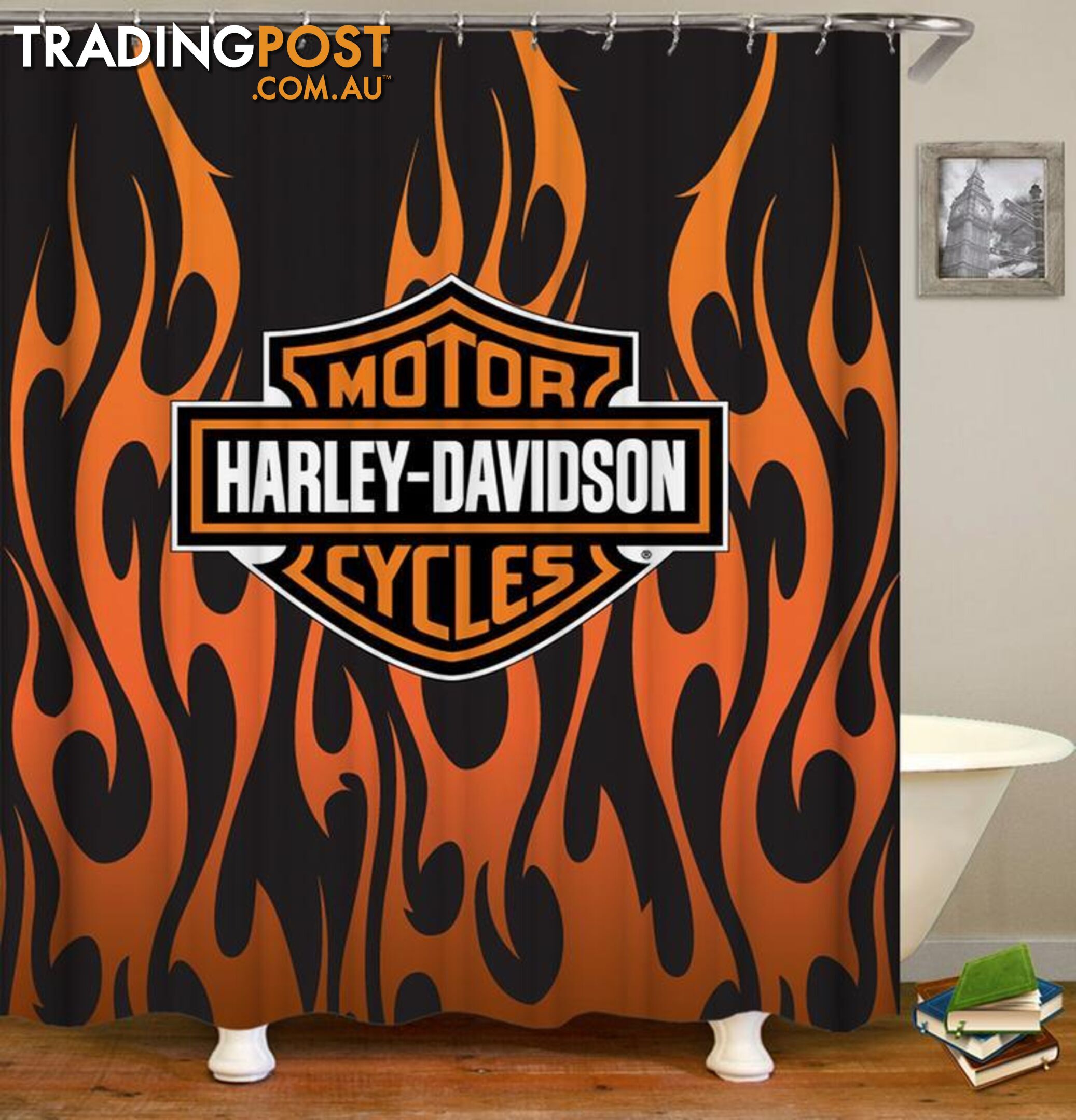 Harley Davidson Flames Shower Curtain - Curtain - 7427045969711