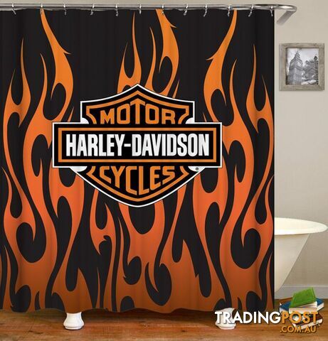 Harley Davidson Flames Shower Curtain - Curtain - 7427045969711