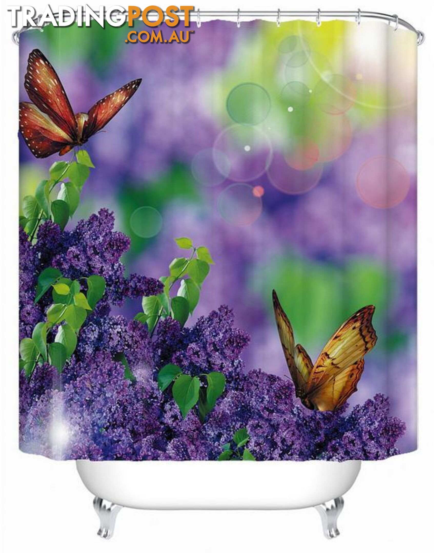 Butterflies And Lavender Purple Shower Curtain - Curtain - 7427045941267