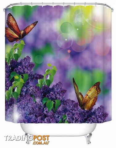 Butterflies And Lavender Purple Shower Curtain - Curtain - 7427045941267
