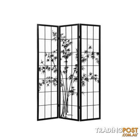 Room Divider Screen Privacy Pine Wood Stand Shoji Bamboo Black White - Artiss - 9355720097900