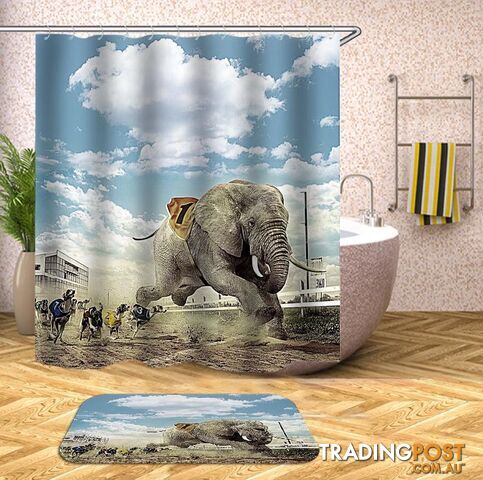 Elephant Hits The Track Shower Curtain - Curtain - 7427046002165
