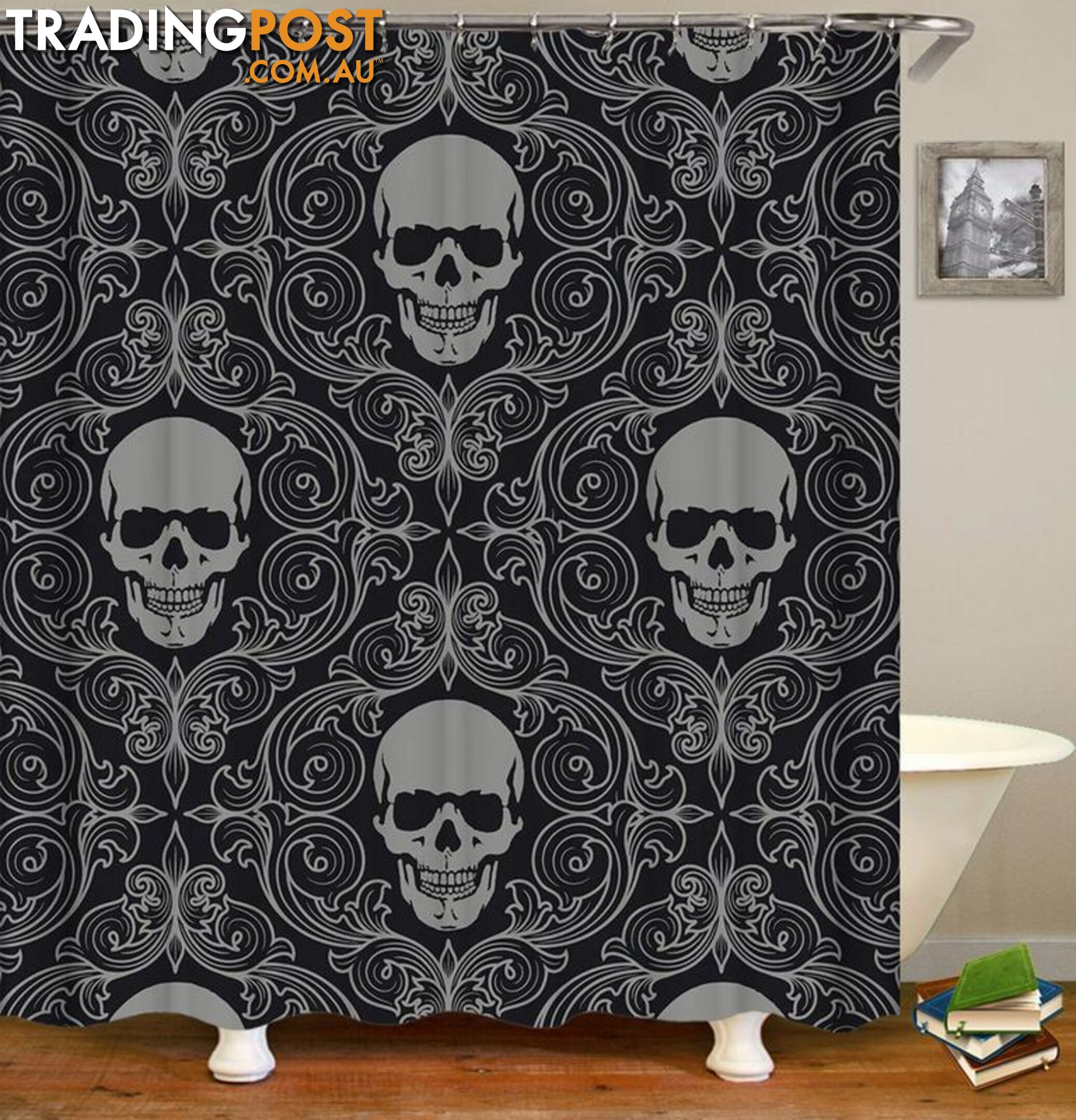 Four Skulls Pattern Shower Curtain - Curtain - 7427045989320