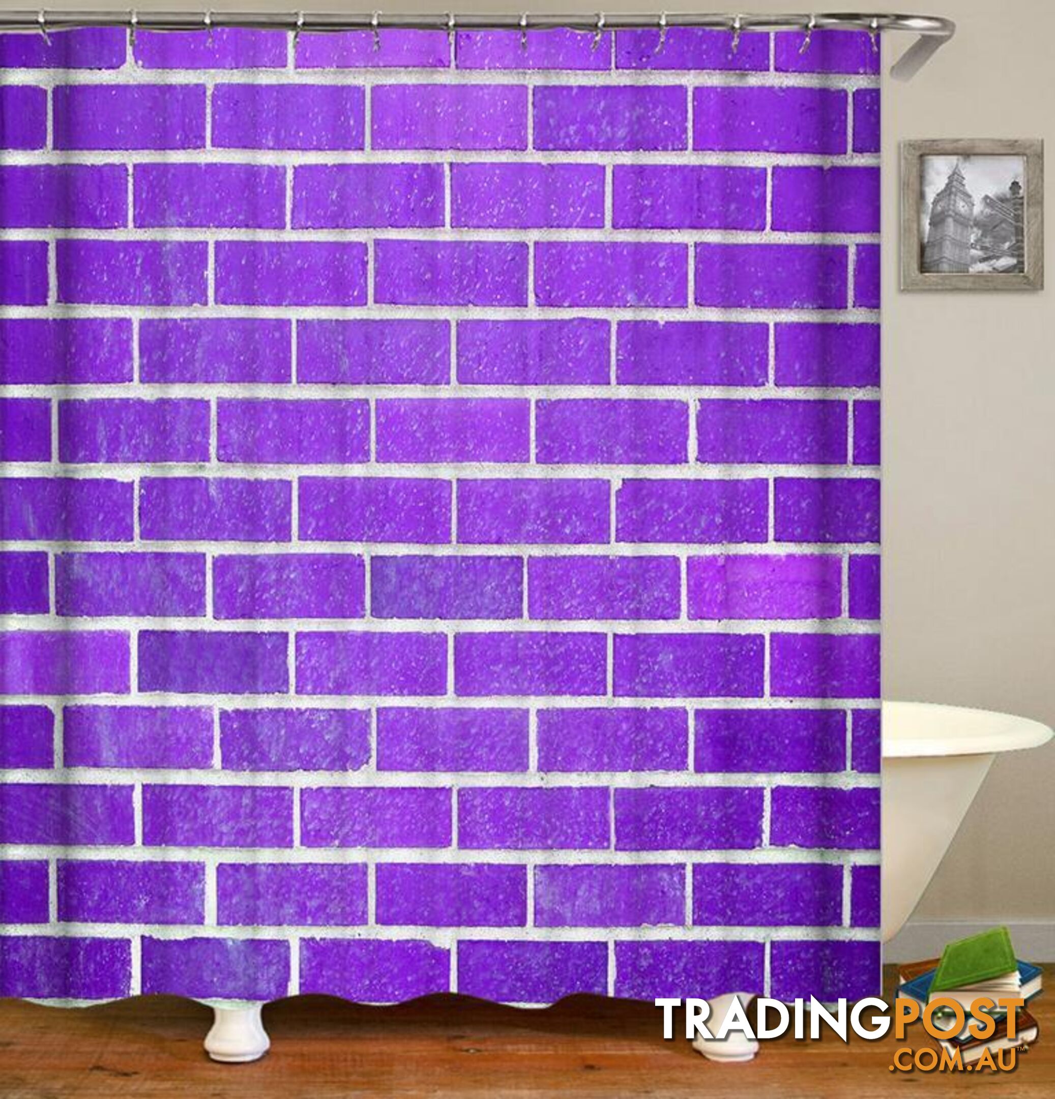 Purple Brick Wall Shower Curtain - Curtain - 7427045987838