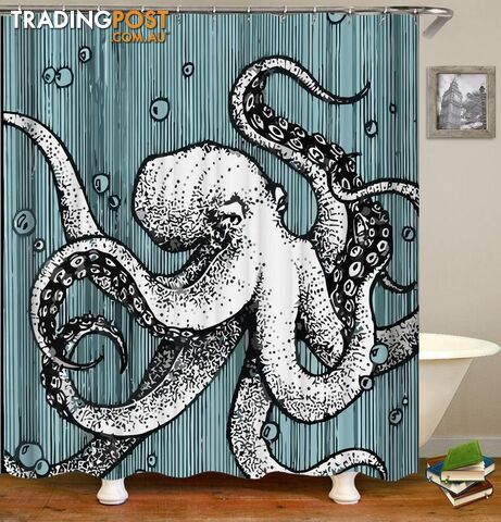 Black And White Octopus Shower Curtain - Curtain - 7427005934629