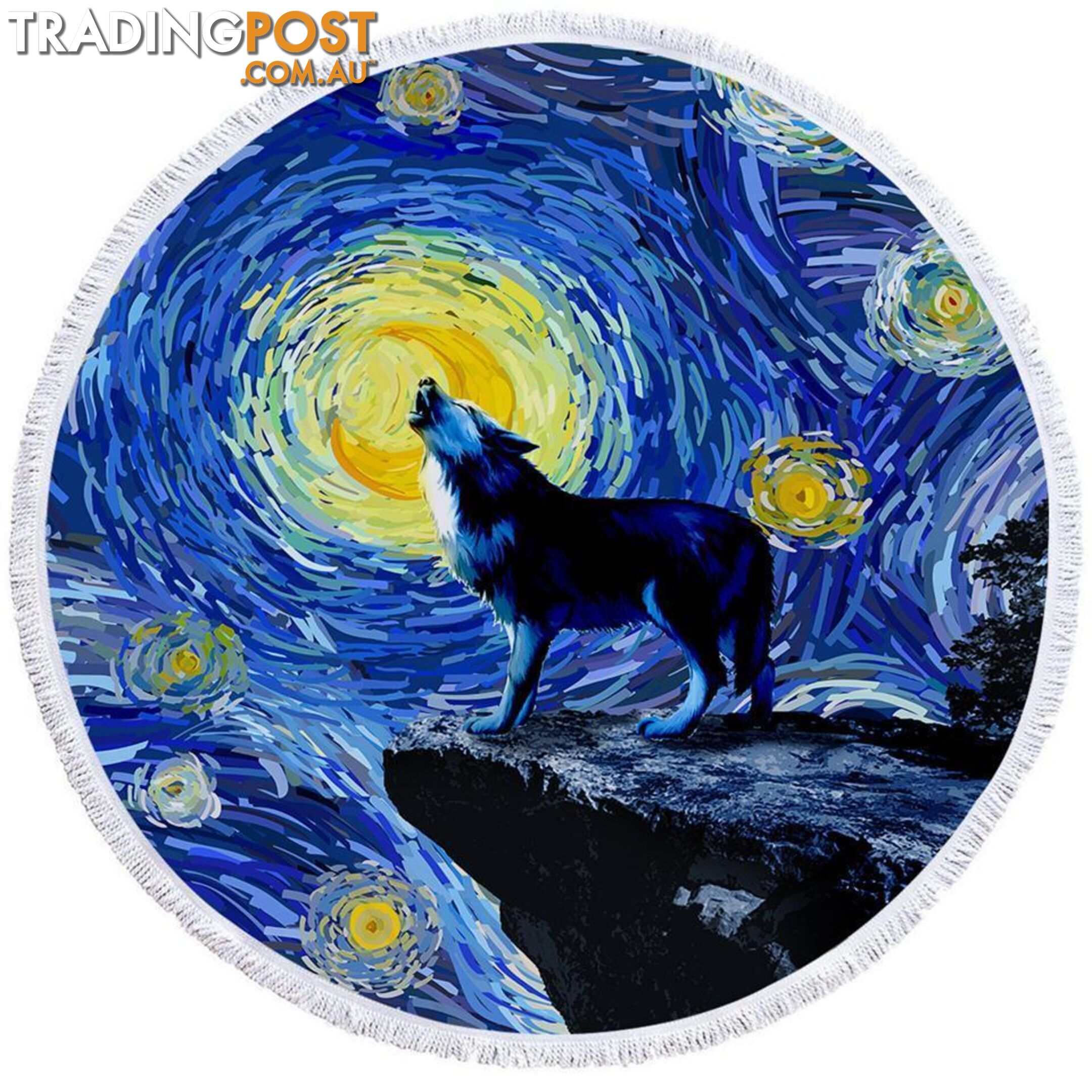 Van Gogh Art Wolf Beach Towel - Towel - 7427046316255