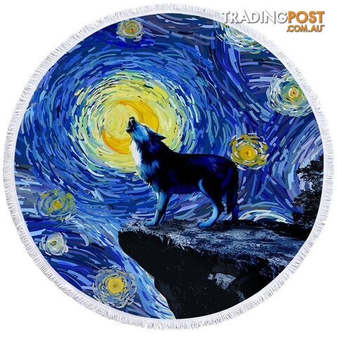 Van Gogh Art Wolf Beach Towel - Towel - 7427046316255