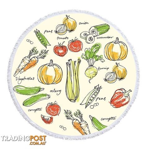 Vegetables Drawing Beach Towel - Towel - 7427046334495