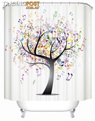 Music Notes Tree Shower Curtain - Curtain - 7427045921542