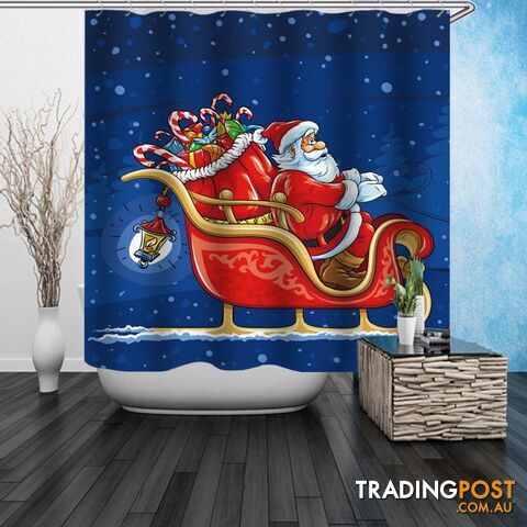 Santa On His Sleigh Shower Curtain - Curtain - 7427046017237