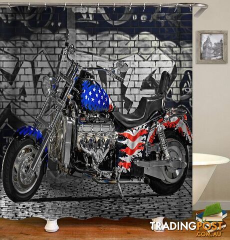 USA Motorcycle Shower Curtain - Curtain - 7427045907645
