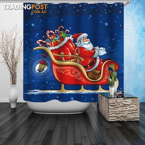 Santa On His Sleigh Shower Curtain - Curtain - 7427046017183