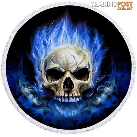 Blue Flames Skull Beach Towel - Towel - 7427046312462