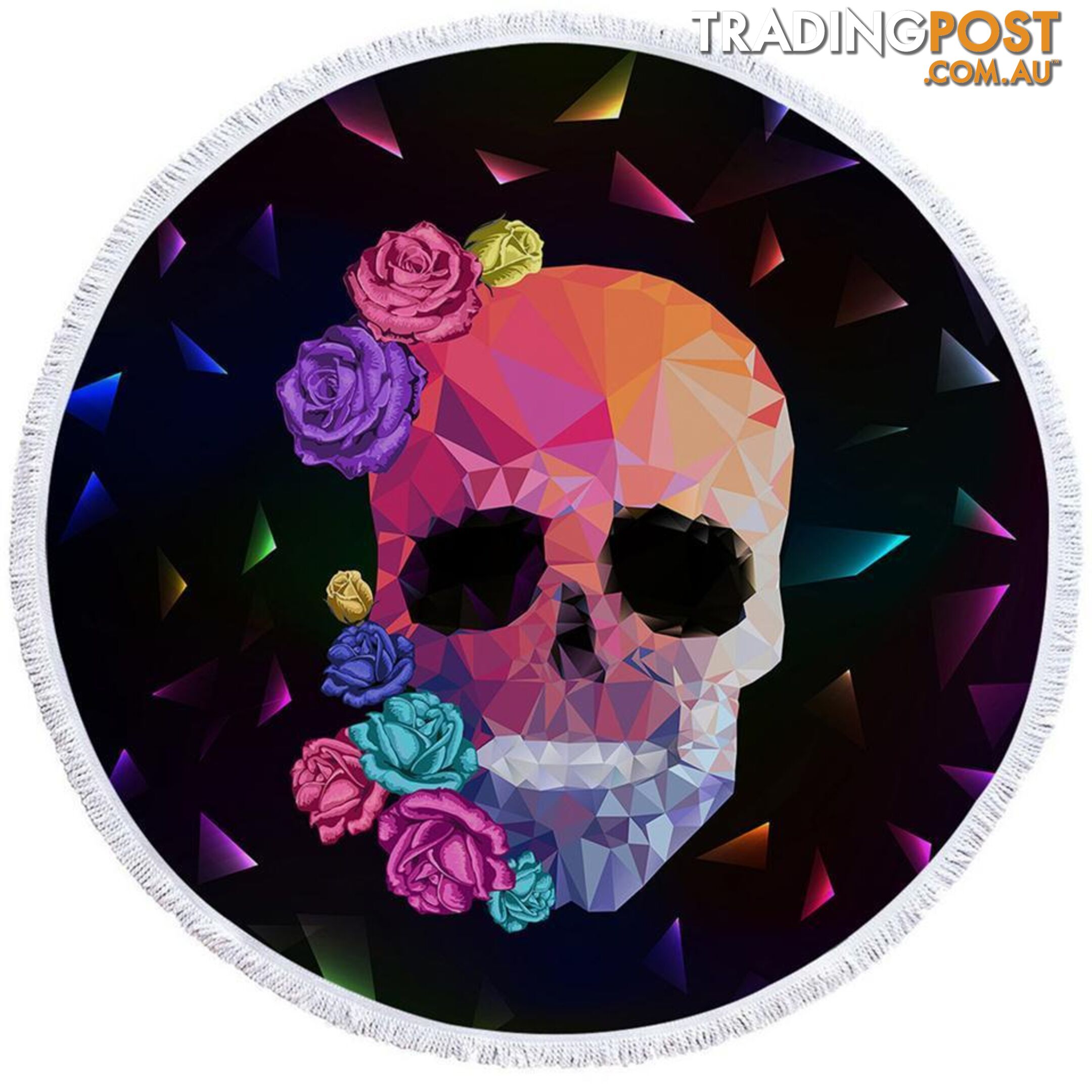 Artistic Skull and Roses Beach Towel - Towel - 7427046328968