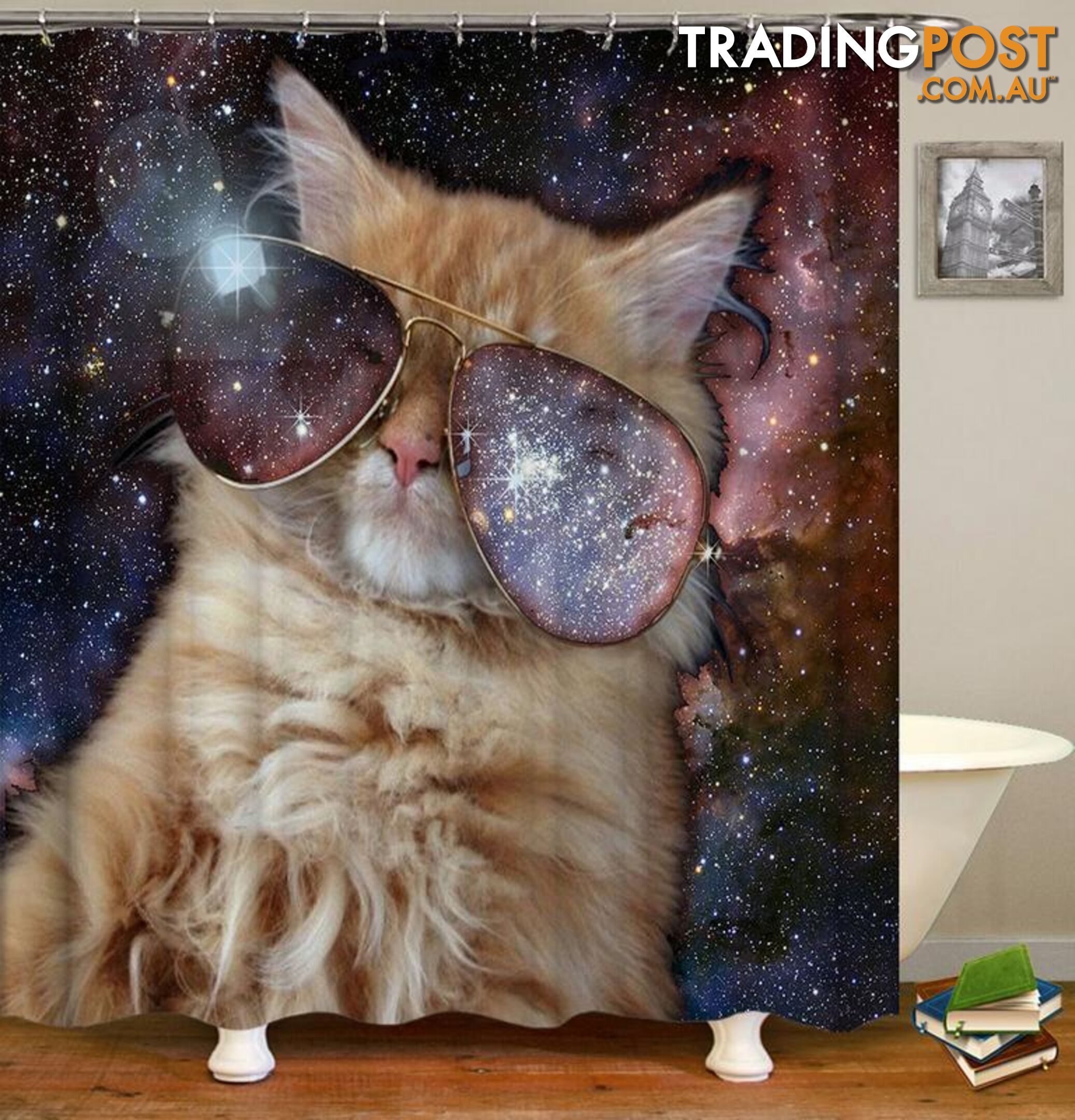 Galaxy Shades Cat Shower Curtain - Curtain - 7427046023825
