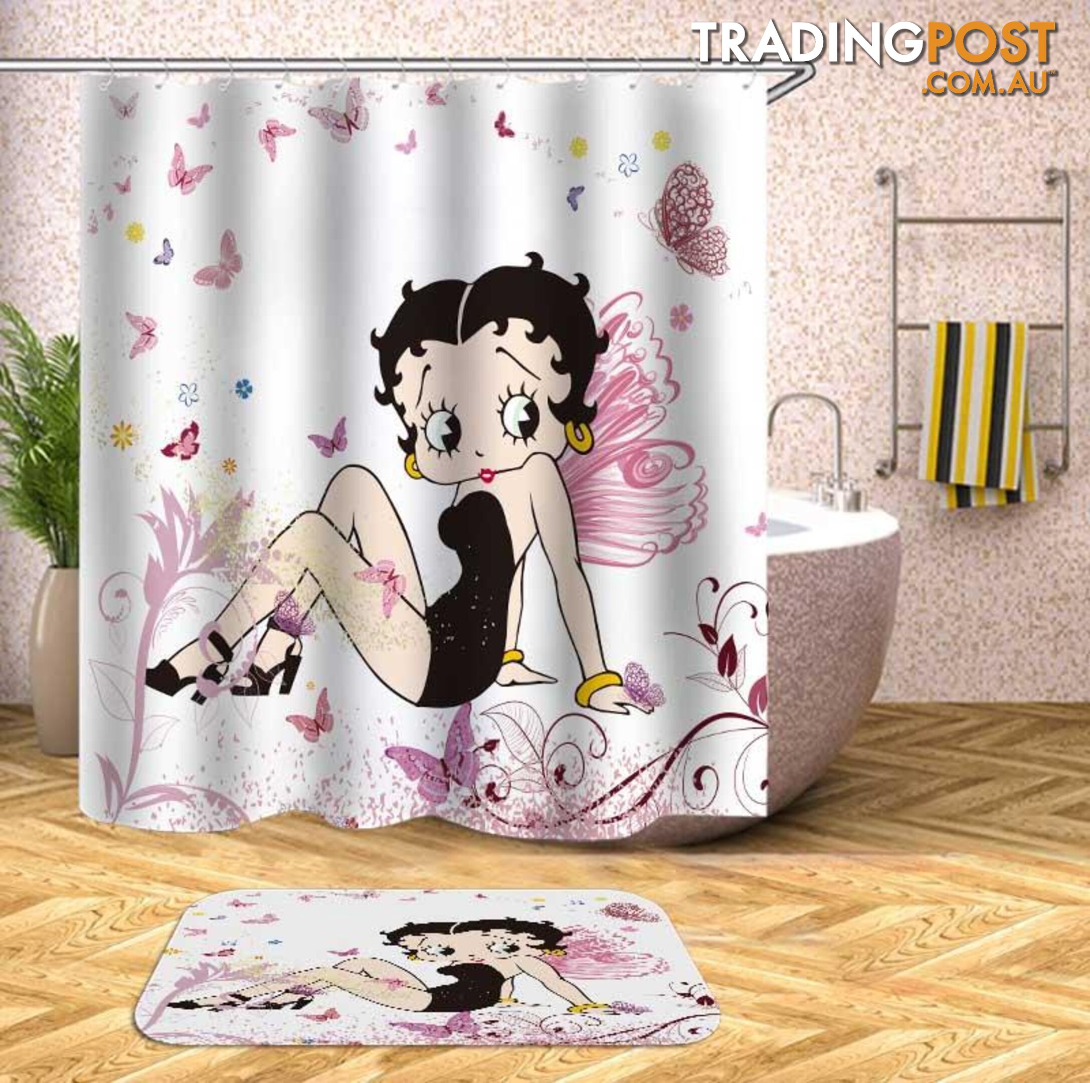 Betty Boop Butterflies Shower Curtain - Curtain - 7427046056632