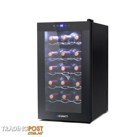 Wine Cooler 18 Bottles Glass Door Beverage Cooler Thermoelectric Black - Devanti - 9350062288719