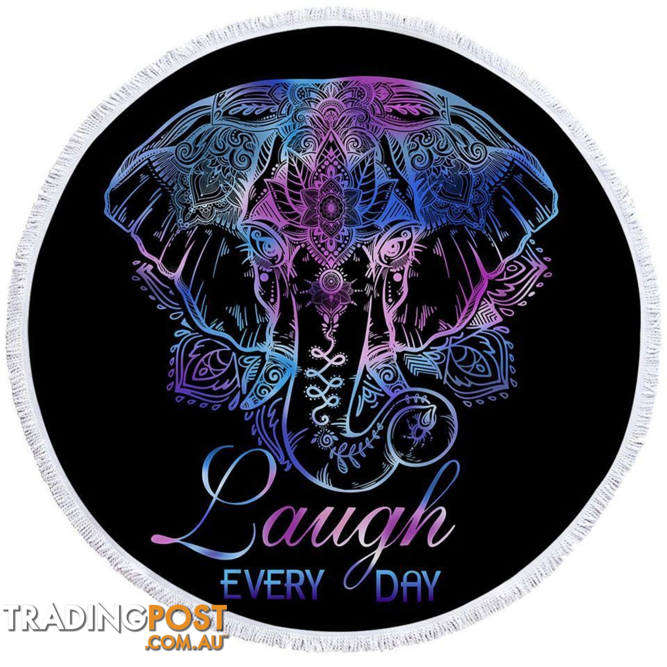 Inspirational Blue Purple Indian Elephant Beach Towel - Towel - 7427046312424