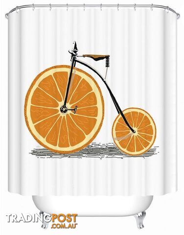 Orange Bicycle Shower Curtain - Curtain - 7427045960640
