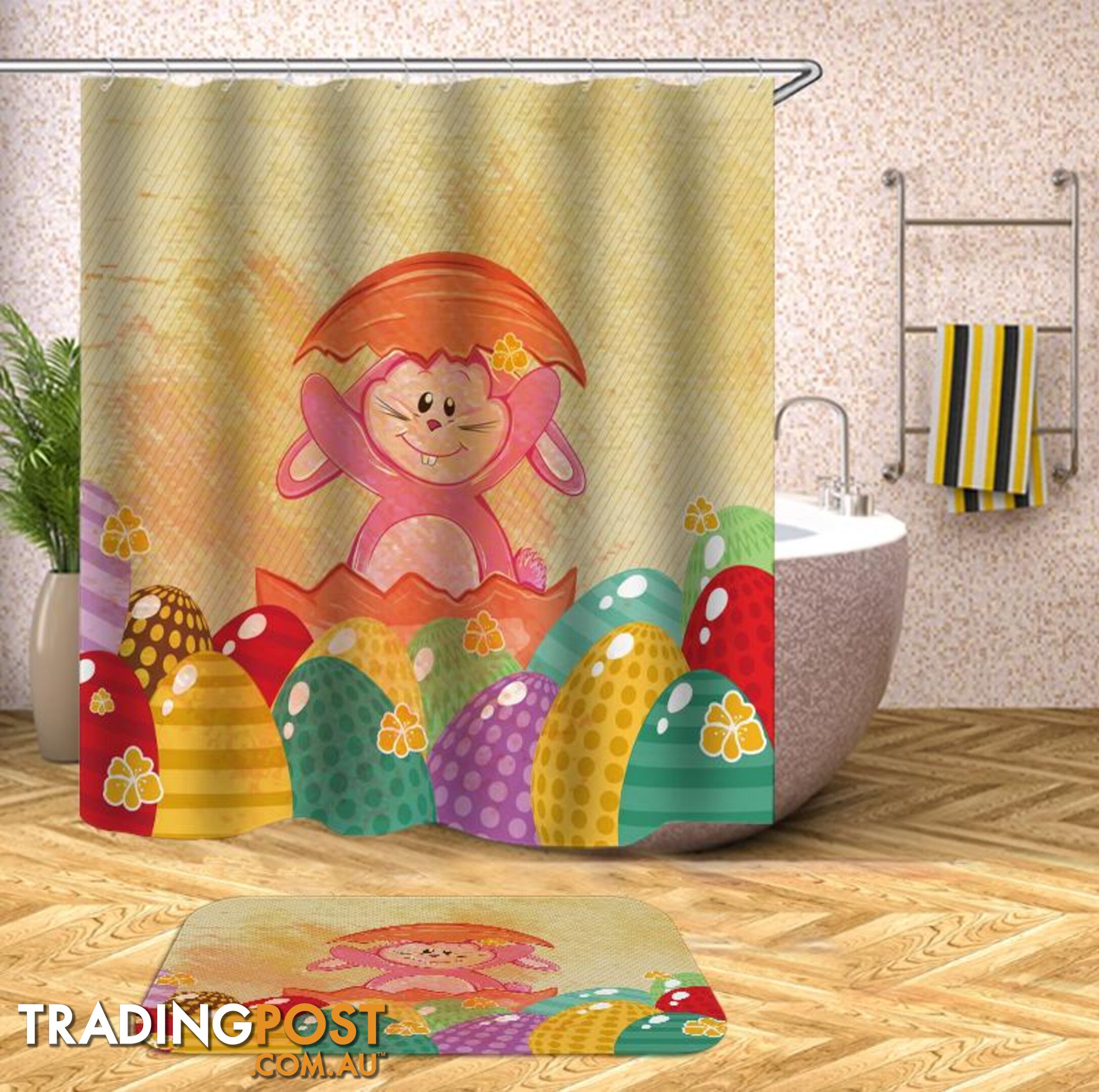 Friendly Easter Bunny Shower Curtain - Curtain - 7427045980549