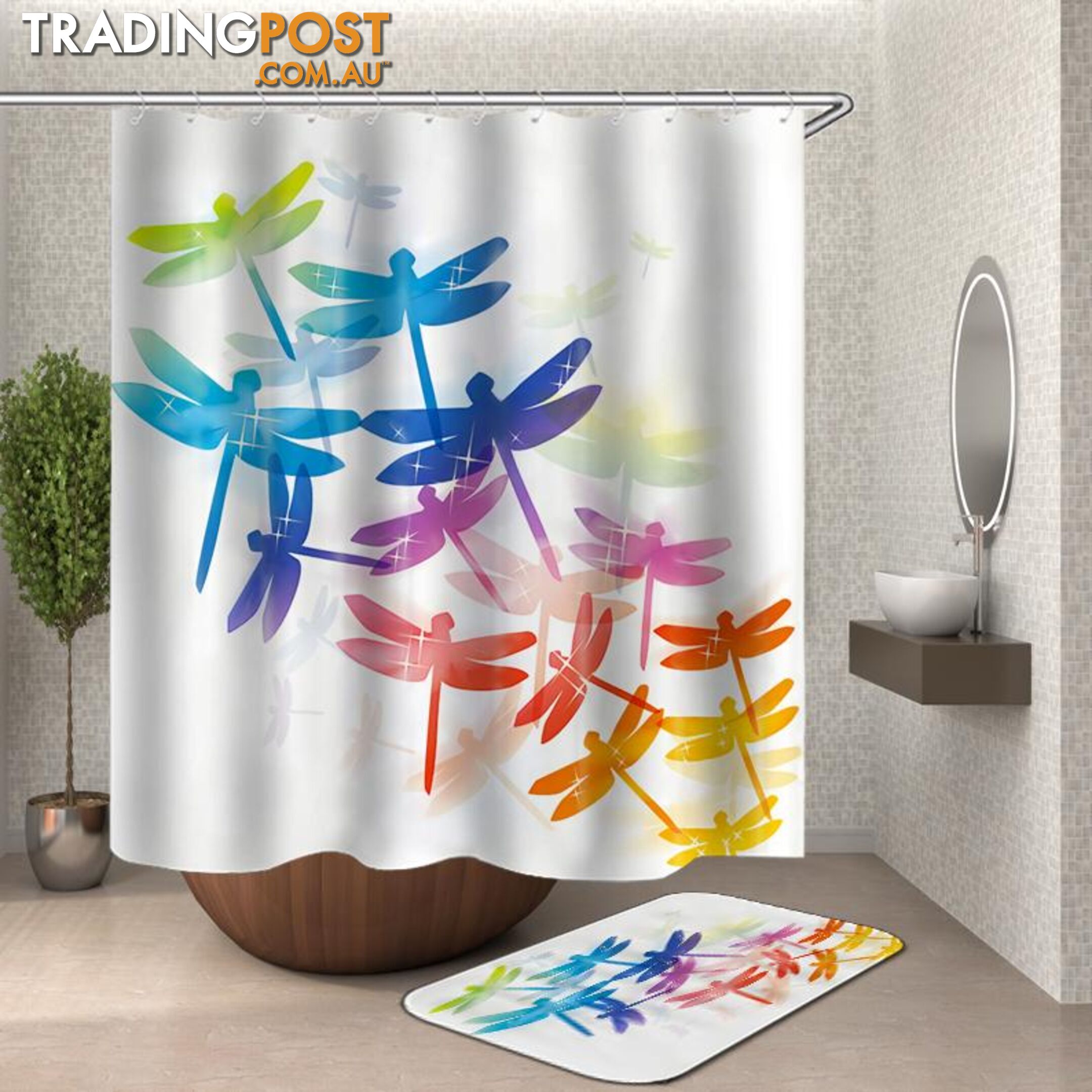 Colorful Dragonflies Shower Curtain - Curtain - 7427046123389