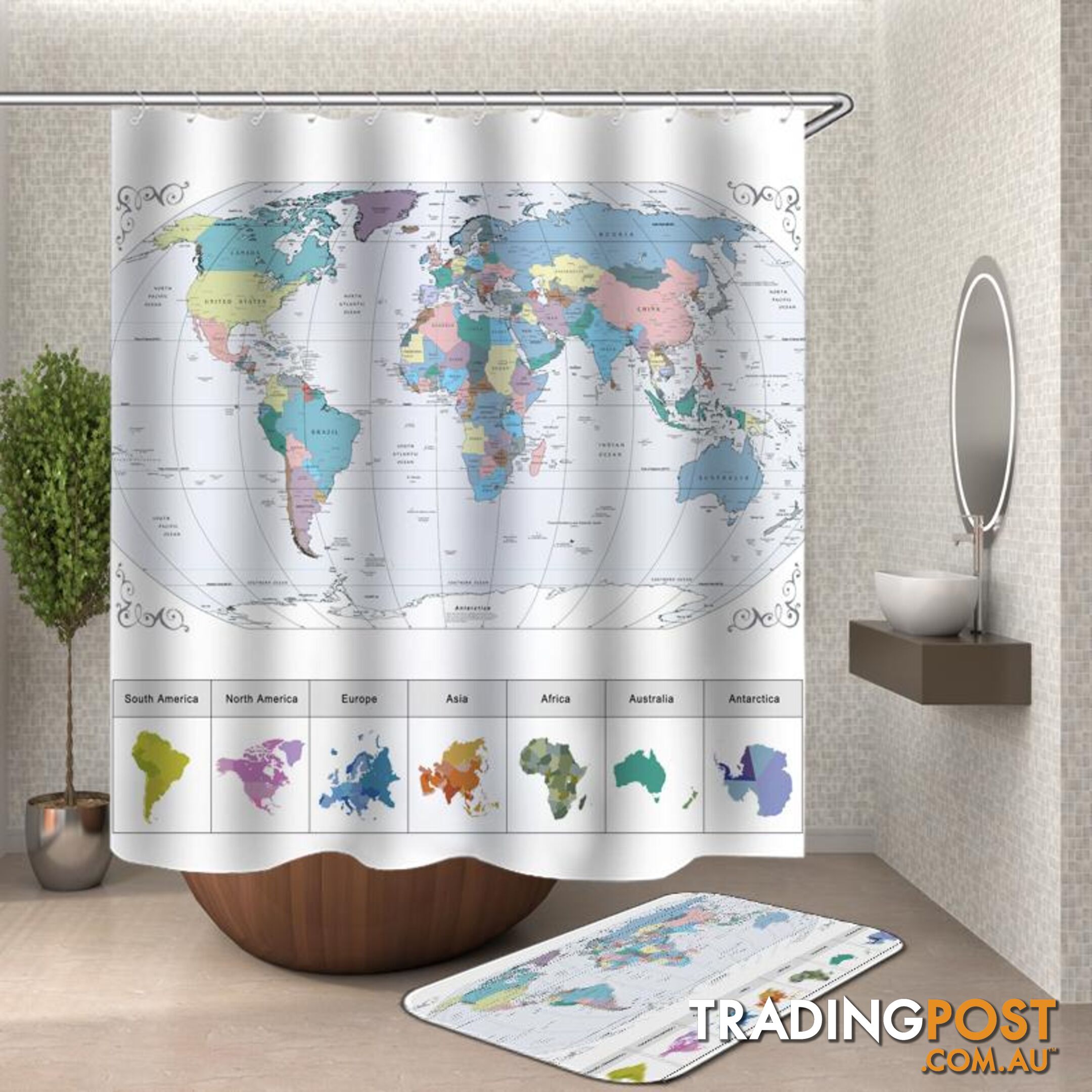 World Map Shower Curtain - Curtain - 7427046115759