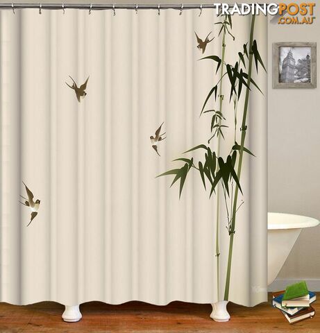 Bamboo And Four Birds Shower Curtain - Curtain - 7427045904668