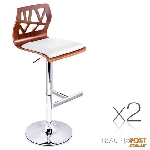 2 x Wooden Bar stool PU padded Seat - Artiss - 4344744397108