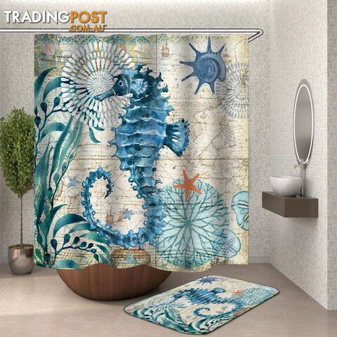 Vintage Map Seahorse Shower Curtain - Curtain - 7427046125925